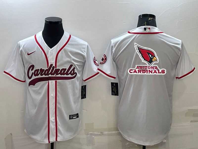 Mens Arizona Cardinals White Team Big Logo With Patch Cool Base Stitched Baseball Jersey->arizona cardinals->NFL Jersey